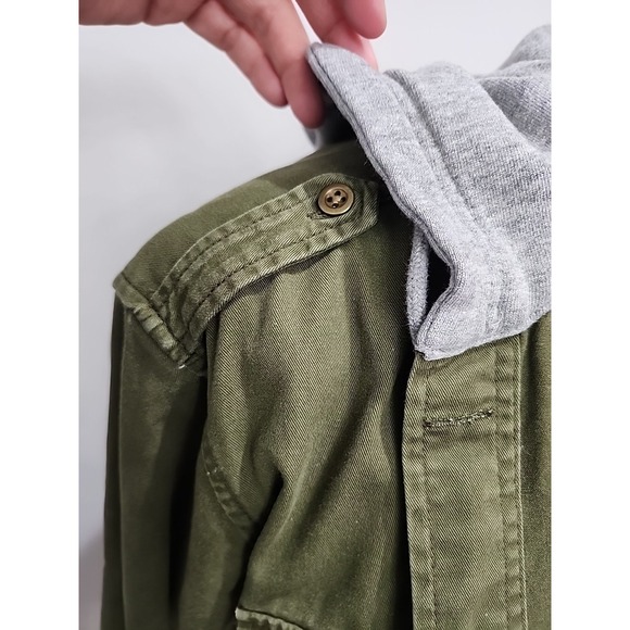 Divided H&M Womens Military Style Cargo Jacket Size 6 Army Green Hooded Shacket - Picture 9 of 10